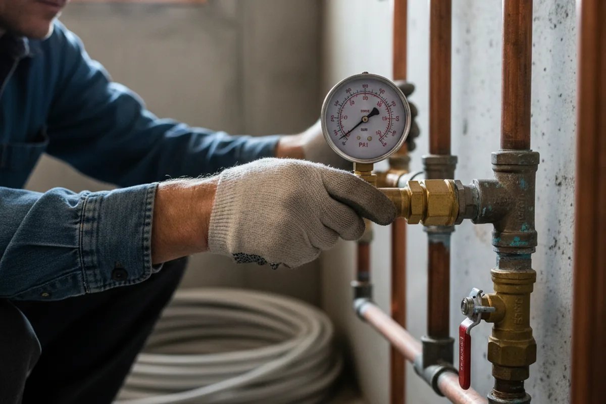 Pressure testing a repaired line during Water Line Repair in Mossville